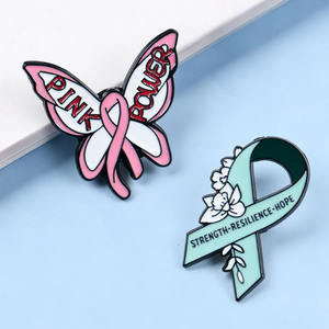 Épinglette Papillon Rose en Émail, Broche Ruban Teal Force Résilience Espoir, Badge de Sensibilisation pour Revers Sac Veste - Product Image 1