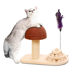 Cat Scratcher Toys For Indoor Fun Wooden Base 3 In 1 Cat Scratch Post Cat Scratching Board