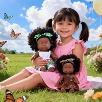 Weiche Vinyl-Babypuppe 25cm Dunkelhäutige Reborn Neugeborenen-Mädchenpuppe Niedliches Afrikanisches Spielzeug Einschlafbegleiter für Mädchen