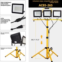 Projecteur LED industriel LUXINT 100W 150W 210W avec trépied, étanche IP67, lumière de travail portable AC pour les chantiers de construction et les sites miniers