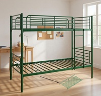 Lit superposé en métal robuste, taille double, avec barrières de sécurité et échelle, gain de place pour écoles, auberges et appartements