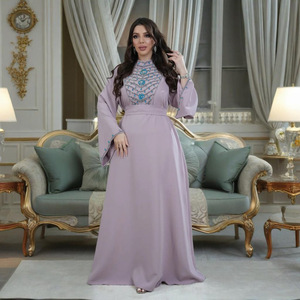 Abito 2025 arabo Dubai Abaya abito da sera con diamanti abiti da donna abiti da donna eleganti di lusso Abaya abito musulmano da donna - Product Image 2