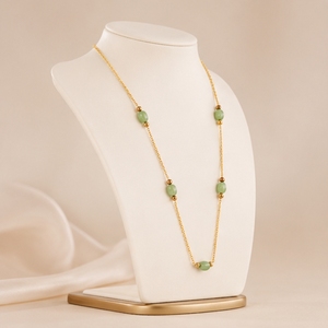Collar Mala Antiguo de Plata 925 con Cuentas Verde Claro, Cadena Larga Minimalista, Joyería Étnica Tradicional para Mujer - Product Image 6