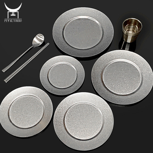 Vaisselle de pâtes steak <span class=keywords><strong>dessert</strong></span> coréen, assiette à gâteau et à <span class=keywords><strong>dessert</strong></span> style industriel et rétro occidental, plat en acier inoxydable, <span class=keywords><strong>service</strong></span> de vaisselle 1 pièce - Product Image 5
