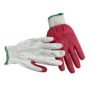 Red Cotton <b>Latex</b> Coated Cut-Resistant Knit <b>Gloves</b> Ambidextrous Pull on Cuff Household Cleaning Protection - Product Image 1
