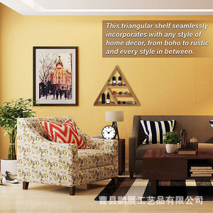Modern Minimalist Triangular Wooden <b>Wall</b> <b>Mounted</b> Storage <b>Shelf</b> 3 Tier For Miscellaneous Items - Product Image 5