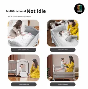 <span class=keywords><strong>Lit</strong></span> de bébé pliable multifonctionnel 100% coton motif solide épissé grand <span class=keywords><strong>lit</strong></span> pour nouveau-nés - Product Image 3