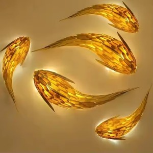 Lámpara de Pared LED de Bambú Moderna Nórdica, Decoración de Pared Tejida a Mano con Forma de Pez para Restaurante, Hotel, Villa, Iluminación Interior - Product Image 3