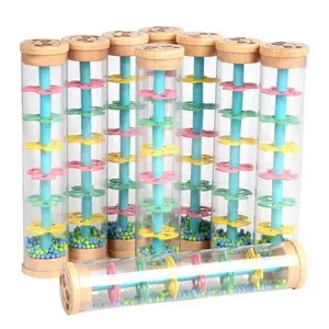 어린이 나무 비 소리 튜브 장난감 유치원 조기 교육 교육 보조 모래 시계 비 소리 튜브 장난감