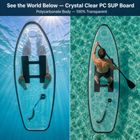 Planche à pagaie transparente en polycarbonate, planche à pagaie transparente SUP, planche de surf