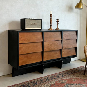 <span class=keywords><strong>Buffet</strong></span> Minimaliste en Chêne Noir Massif avec Façade à Lattes, Console d'Entrée, Table de Luxe pour Design d'Intérieur, Commode avec Tiroirs - Product Image 3