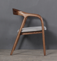 Fauteuil Moderne Nordique en Bois Massif Tissu Cuir pour Maison Cuisine Salon Parc Restaurant Chaises de Salle à Manger