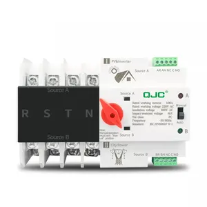 QJC 4P 3 Phase 4 Wire Din Rail ATS For PV And Inverter Dual Power Automatic Transfer Selector Switches Uninterrupted