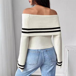 Pull court en tricot d'ordinateur à manches évasées et épaules dénudées de style coréen pour femmes d'été - Product Image 2