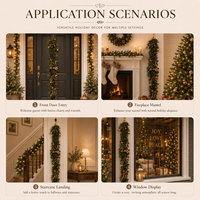 Guirlande florale de Noël 120 cm, guirlande murale avec des baies d'eucalyptus, des pommes de pin et des ornements pour la décoration des fêtes