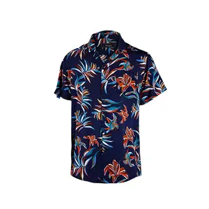 Camicia da uomo in cotone hawaii moda floreale stampa casual estate hawaii camicie