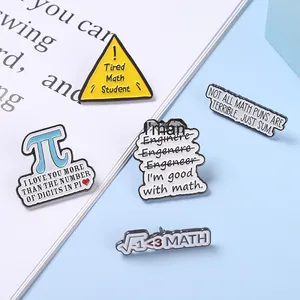 Broche de Metal Chapado en Oro con Diseño de Letras de Aleación, Serie Nueva y Elegante, Venta al por Mayor, Broche con Forma de <span class=keywords><strong>Pi</strong></span> Matemática Europeo Americano - Product Image 1