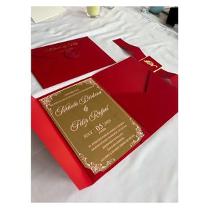 การ์ดอะคริลิคสีทองสุดหรูซองกำมะหยี่สำหรับบัตรเชิญงานแต่งงาน/การ์ดอวยพร/ปาร์ตี้ที่โปรดปรานในวันวาเลนไทน์ - Product Image 4