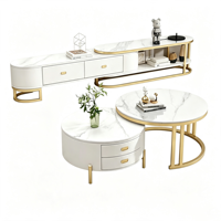 Ensemble de tables basses gigognes modernes minimalistes italiennes en pierre frittée mate, table basse de luxe extensible, combinaison décorative