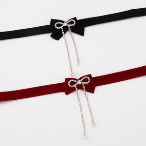 Collana a clavicola con fiocco di velluto retrò collana semplice e Versatile catene da donna puro desiderio - Product Image 5