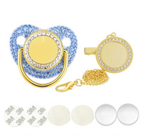 Sucette personnalisée de luxe à sublimation bon marché pour bébé, sucette de luxe dorée à sublimation