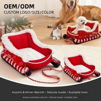 Lit pour animaux de compagnie en peluche de Noël en gros, détachable et lavable, chaud et confortable pour l'hiver, pour chiens et chats, pour l'intérieur, type niche de sommeil, cages et maisons pour animaux