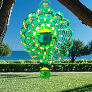 Molino de Viento 3D Mandala, Molino de Viento Colgante de Acero Inoxidable para Adornos de Jardín, Molinos de Viento Espirales de Plástico, Recipiente para Monedas Doradas - Product Image 5