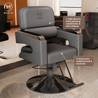 Fauteuil de Barbier Commercial Moderne Haut de Gamme pour Salon et Spa, Inclinable, avec Cadre en Acier Inoxydable, Siège en Cuir, Hauteur Réglable, Métal Robuste