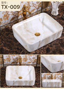 Lavabo de cerámica con textura de mármol de estilo europeo de lujo moderno, gran <span class=keywords><strong>oferta</strong></span>, cuadrado <span class=keywords><strong>en</strong></span> el escenario para baño y uso <span class=keywords><strong>en</strong></span> hoteles - Product Image 2