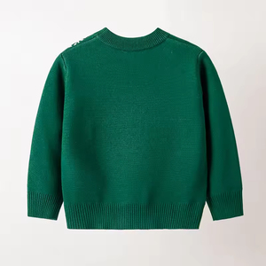 Pull de Noël personnalisé en tricot pour garçons et filles, avec décorations jacquard cerf et fleurs, col rond, pour l'hiver - Product Image 4