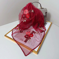 Nouvelle Collection Printemps – Foulard Châle Musulman en Polyester, Style National Sophistiqué, Broderie Florale, Léger et Tendance, Écharpe en Dentelle Polyvalente
