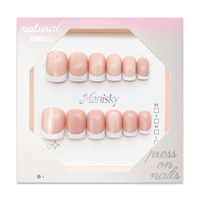 Faux ongles carrés en ABS faits à la main, style français, longueur moyenne, réutilisables, application facile, cadeau de Noël