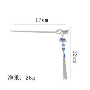 Horquilla de Pelo Estilo Chino para Mujer, Horquilla Vintage con Borlas de Flores, Exquisita Horquilla con Perlas Florales Transparentes, Joyería y Accesorios para el Cabello - Product Image 6