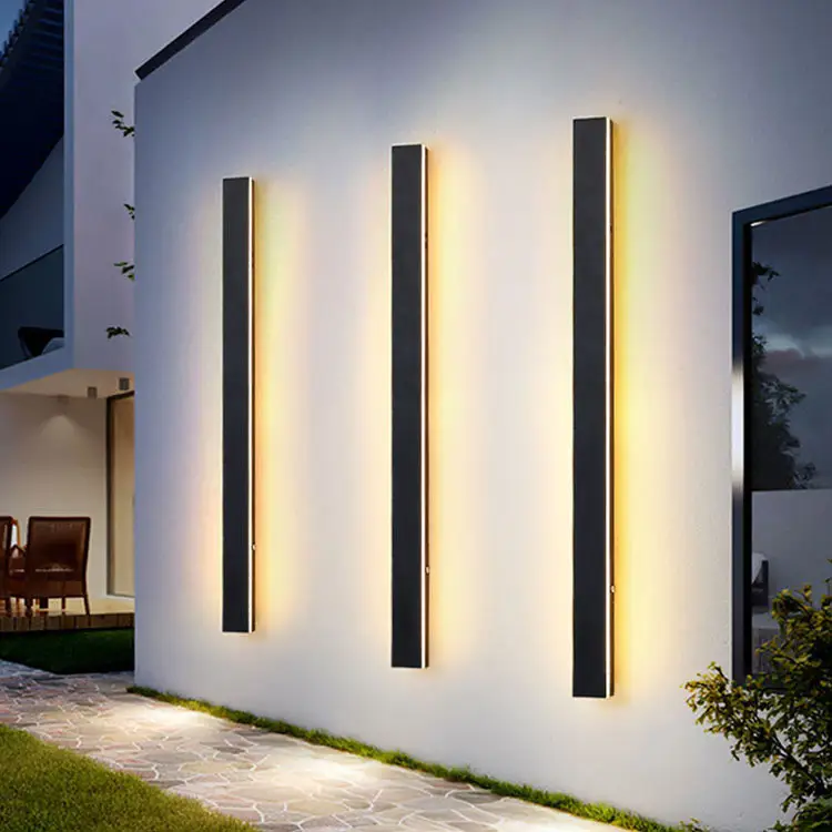 110V 220V 현대 야외 실내 선형 스트립 벽 램프 3000K 따뜻한 화이트 정원 보루 긴 LED 벽 조명