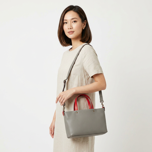 Bolso Tote de Cuero Granulado Gris Elegante Laisser Faire, Bolso de Mano para Mujer, Color Sólido, Cierre de Cremallera, Forro de Algodón, Uso Diario - Product Image 1