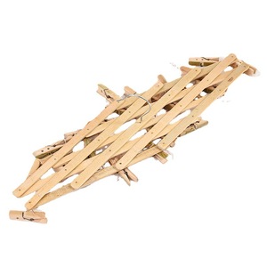 Bamboo Folding Clothes Rack X Type 16 <b>Clips</b> For Socks Underwear Hanging Drying Organizer Rectangle <b>Hook</b> Type - Product Image 5