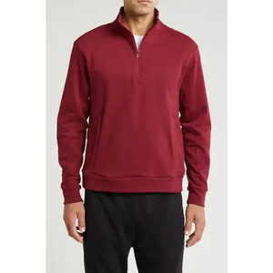 Sweat-shirt d'hiver à col zippé pour homme, coupe confortable, 100% polyester polaire, couleur unie, service OEM disponible, 300g - Product Image 5