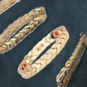 Pulsera Magnética Clásica de Acero Inoxidable Chapada en Oro de 18K al por Mayor, con Logotipo Personalizado Grabado con Láser, Moderna, para la Salud, la Presión Arterial y la Energía - Product Image 3