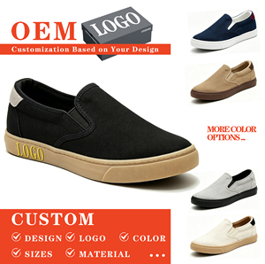 2026 New Summer Low-Top Casual Vulcanized Sneakers Custom Logo Fashion Loafer Footwear <strong>Men</strong> <strong>Canvas</strong> <strong>Slip</strong>-<strong>On</strong> <strong>Shoes</strong> - Product Image 1