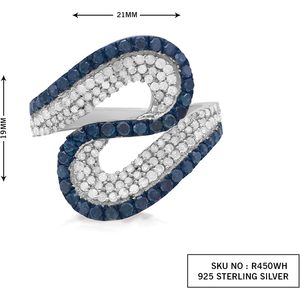 Ornaatis Diamond <b>Wave</b> Swirl <b>Ring</b> 1.09 Cttw Round Cut 925 Sterling <b>Silver</b> Size 8 Women's Fine Jewelry - Product Image 6