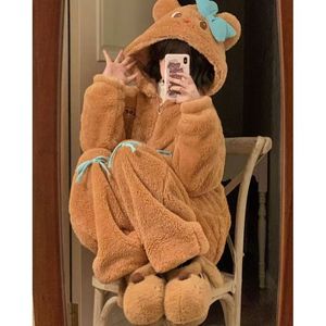 Pyjama <span class=keywords><strong>combinaison</strong></span> à capuche en polaire corail pour <span class=keywords><strong>femme</strong></span>, style hiver, tenue décontractée, costume de cosplay pour fête d'Halloween IM112-W - Product Image 5