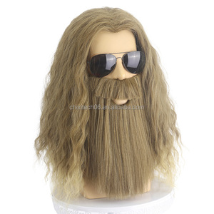 Perruque transfrontalière, Halloween Anime, Perruque de cosplay avec barbe, Costume de homme des cavernes, Coiffe marron - Product Image 3