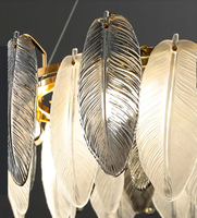 Nouveau lustre de style français en fer et verre, inspiré des plumes, avec éclairage LED à trois couleurs variables pour salon et salle à manger