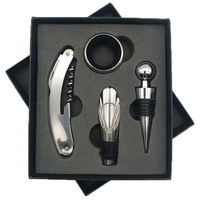 Outils de barre ouvre-bouteille de vin 4 pièces ensemble personnalisé en acier inoxydable tire-bouchon à vin boîte-cadeau