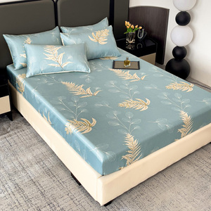 Protège-matelas respirant en soie glacée pour l'été, motif végétal, antidérapant, couvre-lit complet pour adultes - Product Image 2