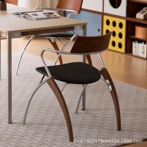 Vintage Designer Dining Chair Solid Wood <b>Backrest</b> Metal Frame Retro Style For Dining Room Adult Use - Product Image 2