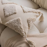 Innermor luxe blanc Boho tufté coton taie d'oreiller couverture classique décor à la maison avec motif de fleurs pour coussins et oreillers