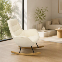 Fauteuil à bascule moderne rembourré à dossier haut en tissu, chaise longue en bois pour salon, chambre d'enfant et allaitement
