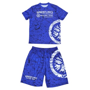 2025 Maßgeschneidertes Gestricktes Wrestling-Set für Herren T-Shirts+Shorts Vollsublimation 2-teiliges Set International - Product Image 1