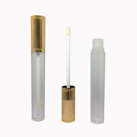 Tube de brillant à lèvres vide mat givré avec capuchon doré électroplaqué, flacon de rouge à lèvres liquide rechargeable, emballage cosmétique DIY pour gloss à lèvres
